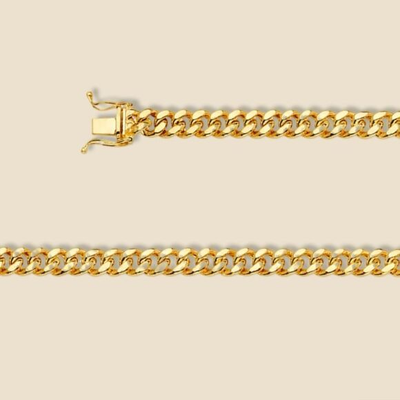 14K Yellow Gold 5.5mm Hollow Miami Cuban Link Bracelet | 8” Box Lock Clasp - Picture 1 of 1